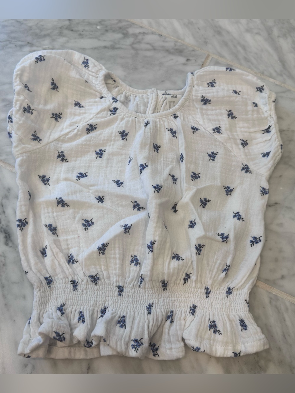 H&M White Top with Blue Floral Print
